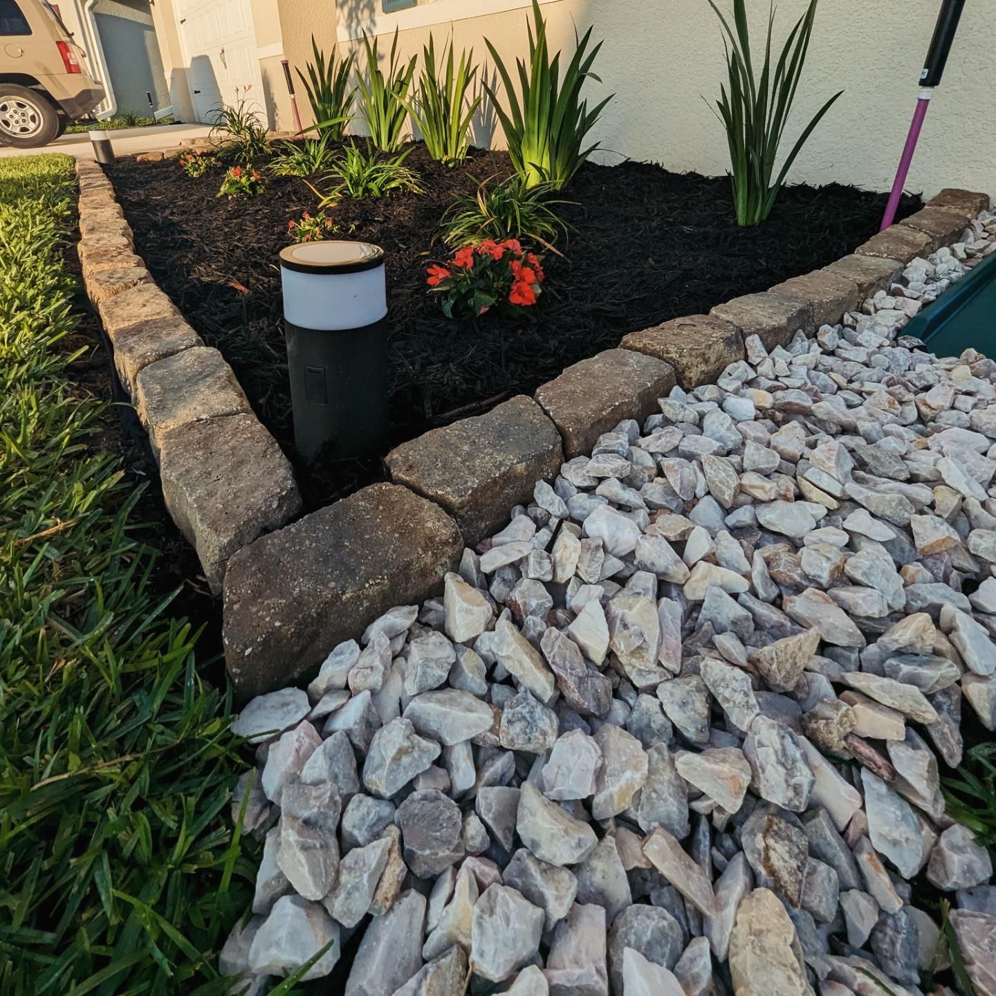 Gravel And Mulch Flower Bed Landscape