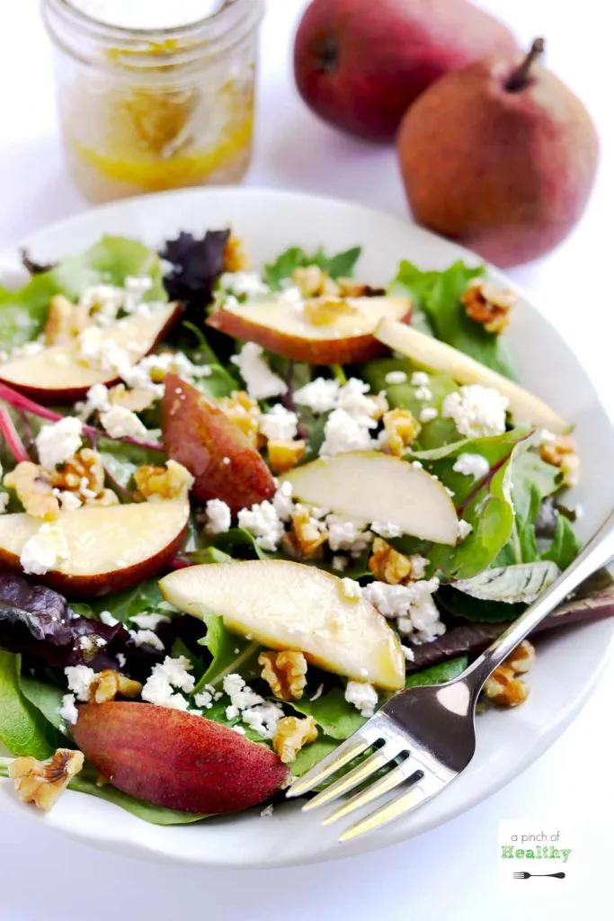 Pear, Walnut, and Goat Cheese Morning Salad