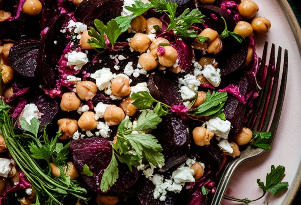 Roasted Beet and Chickpea Salad
