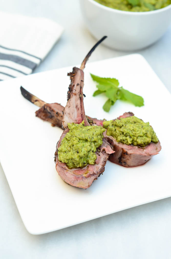 Herb-Crusted Lamb Chops with Mint Pesto