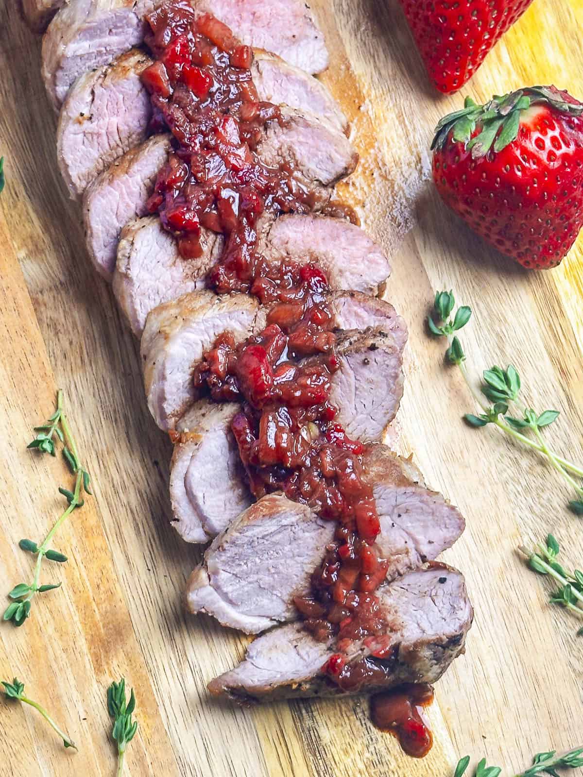 Strawberry Balsamic Glazed Pork Tenderloin