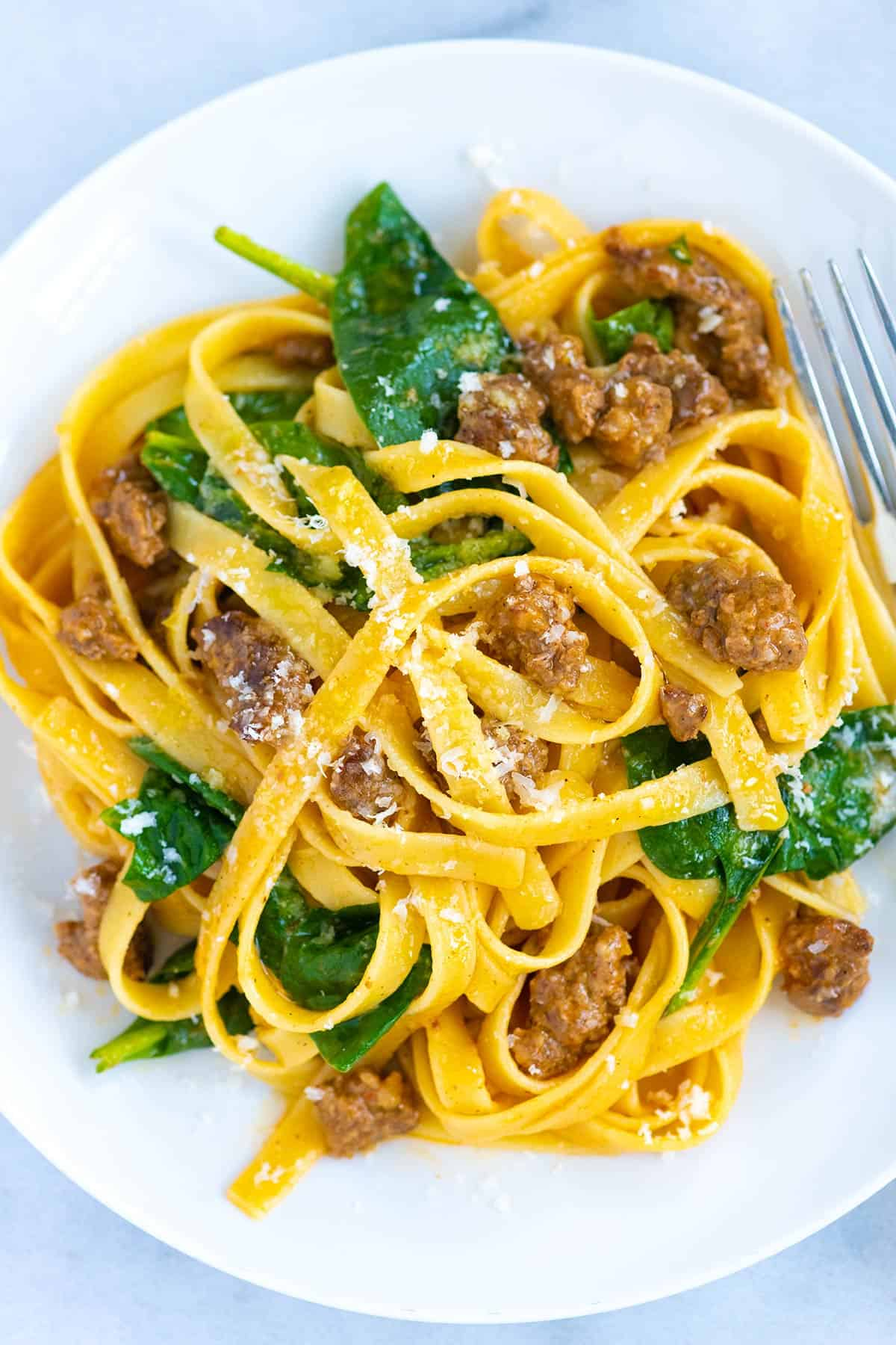 Sausage and Spinach Fettuccine