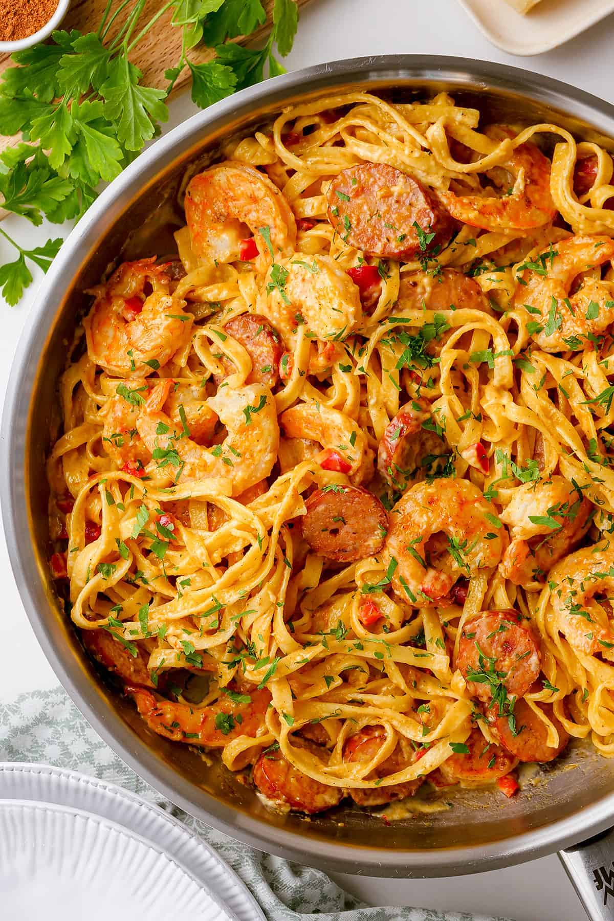 Sausage and Garlic Shrimp Pasta