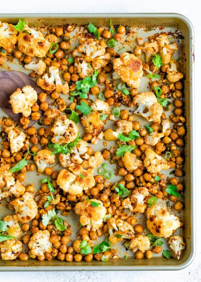 Cauliflower and Chickpea Sheet Pan Dinner