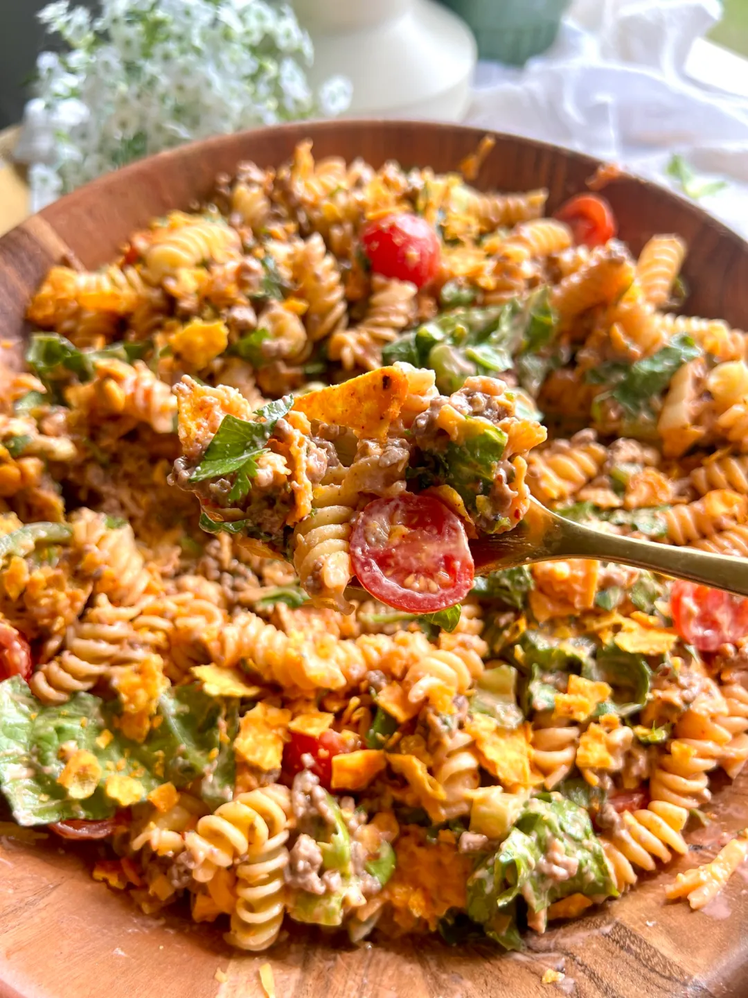 Taco Pasta Salad with Ground Beef
