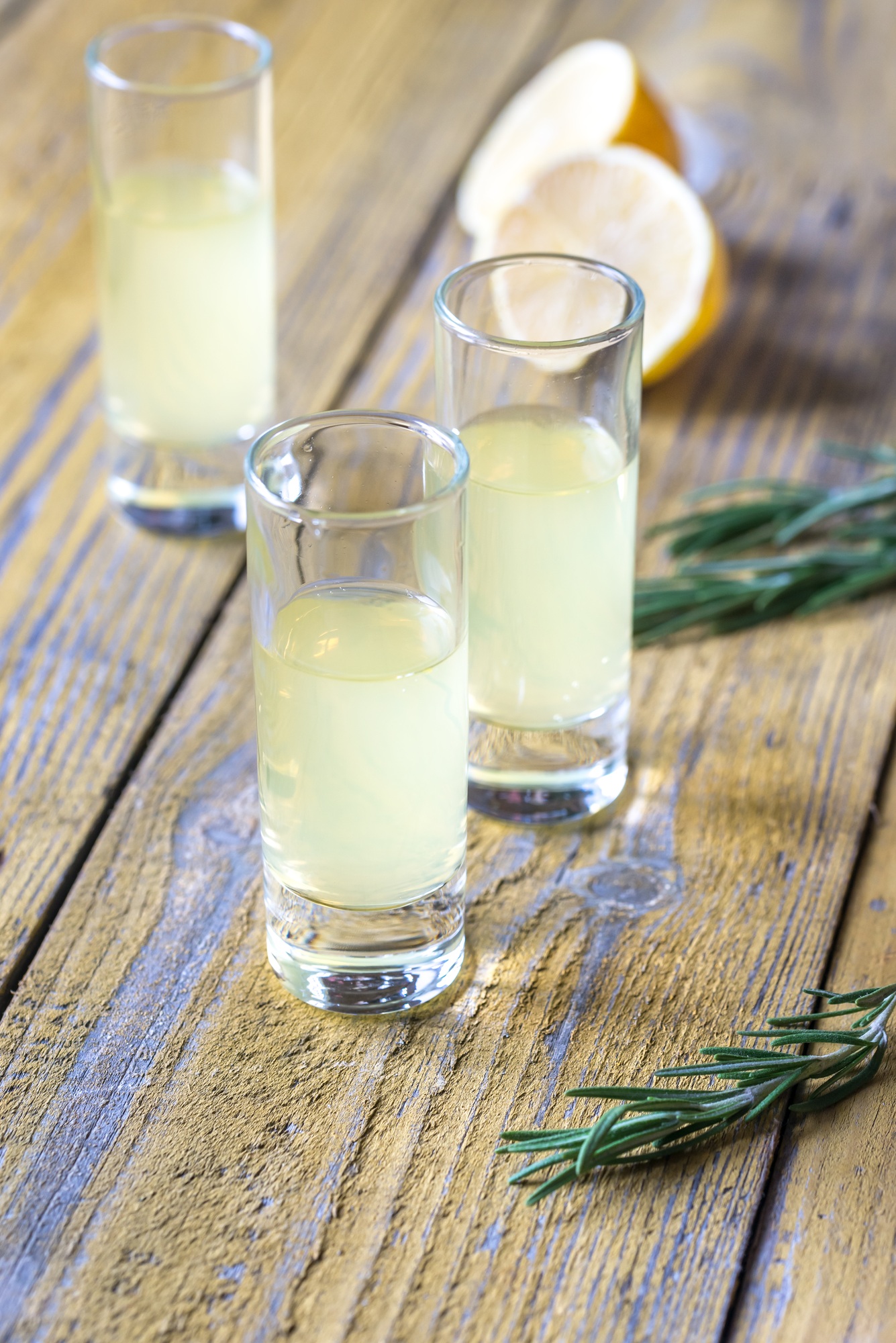 Glasses of limoncello