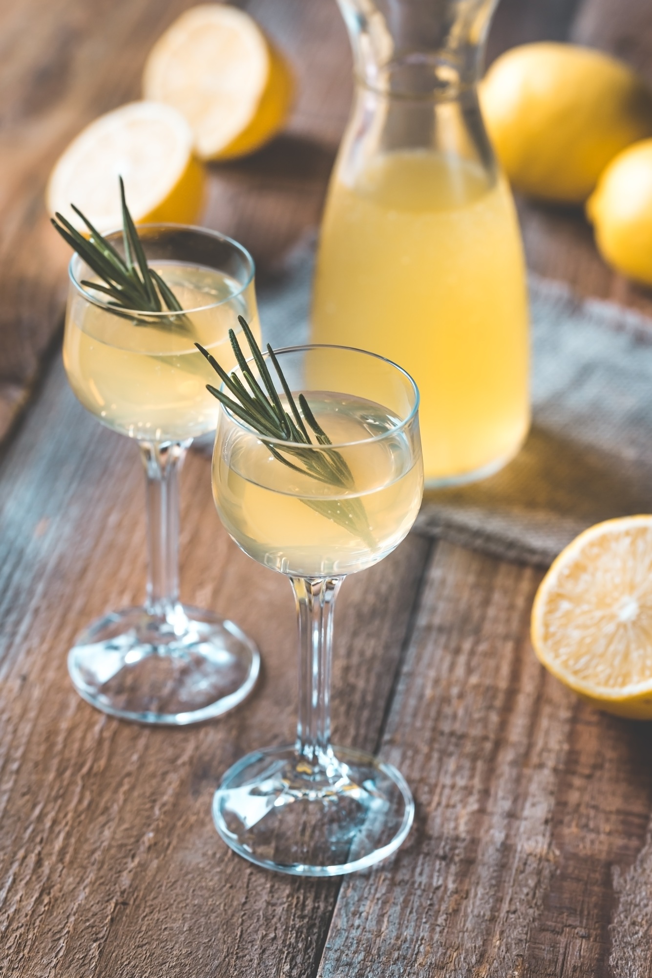 Glasses of limoncello