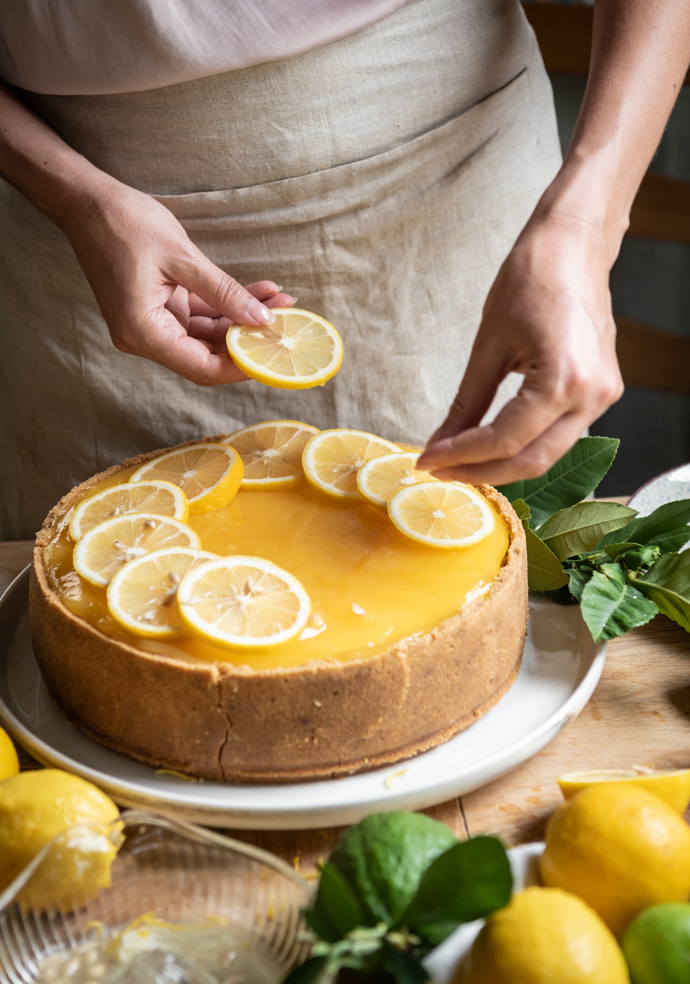 Homemade lemon cheesecake food photography recipe idea