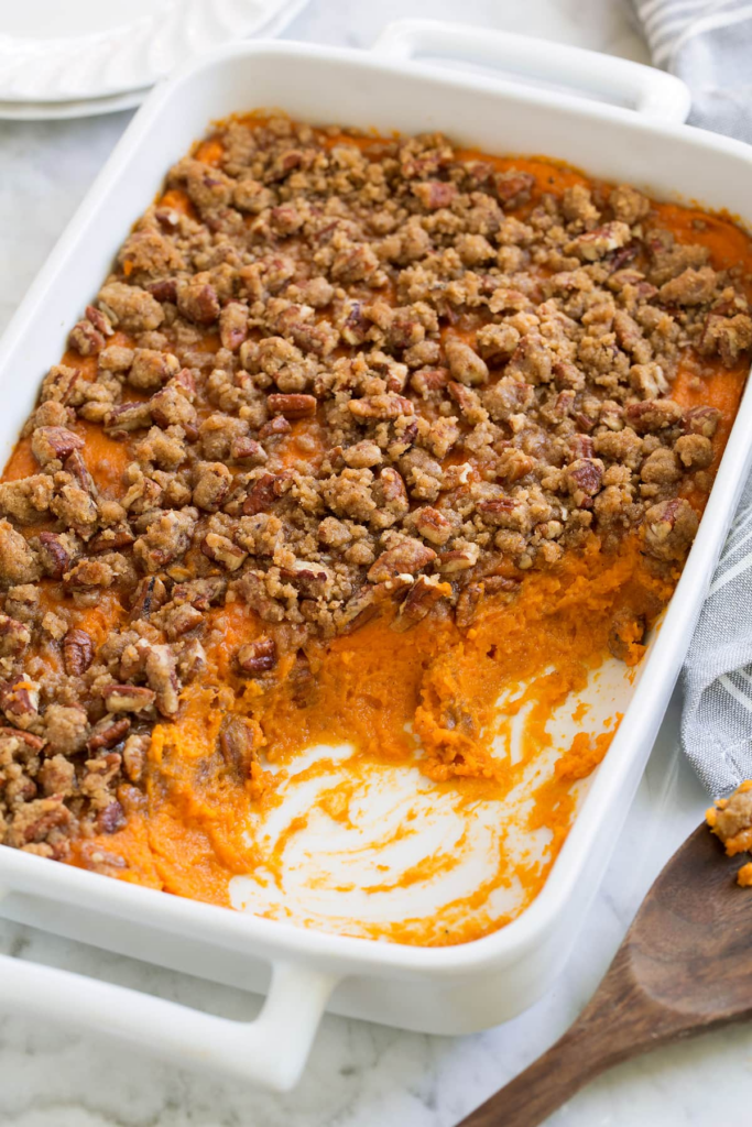 Sweet Potato Casserole with Pecan Topping