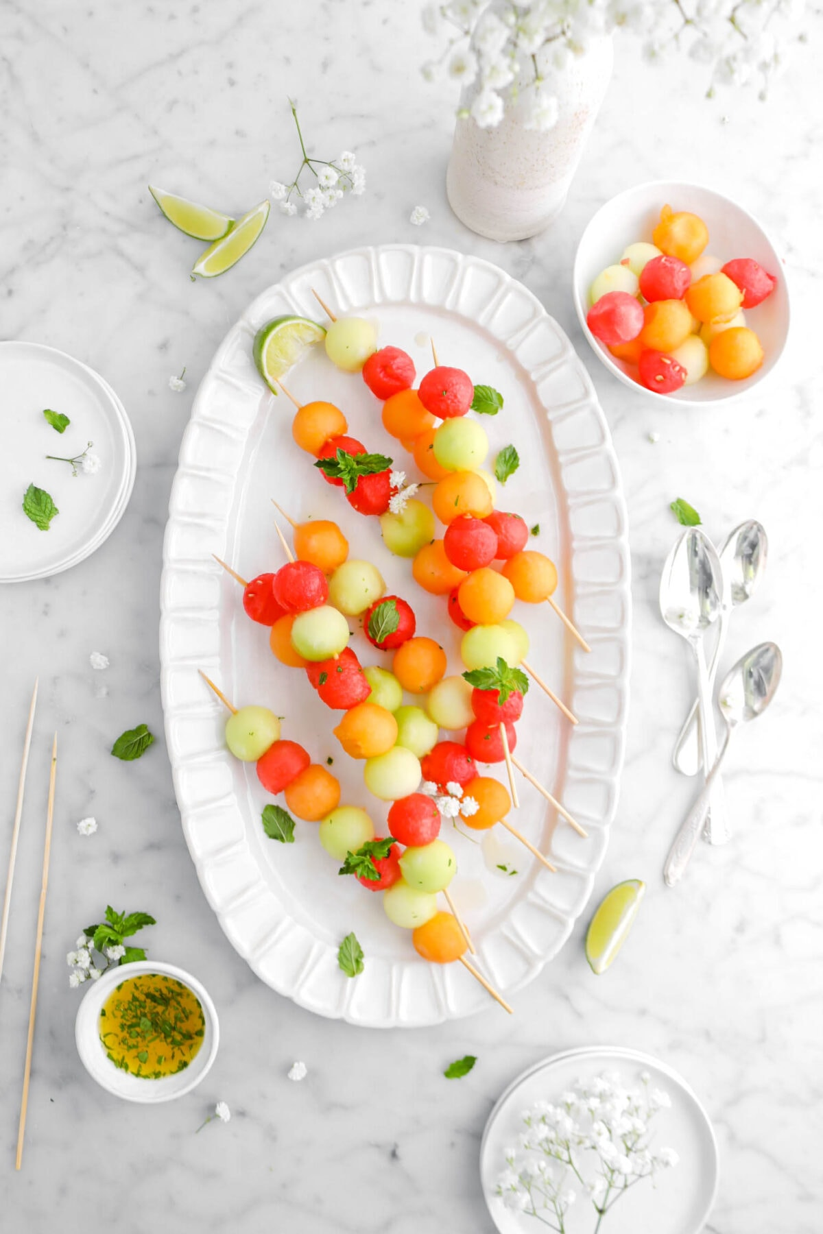 Fruit Skewers with Lime and Mint