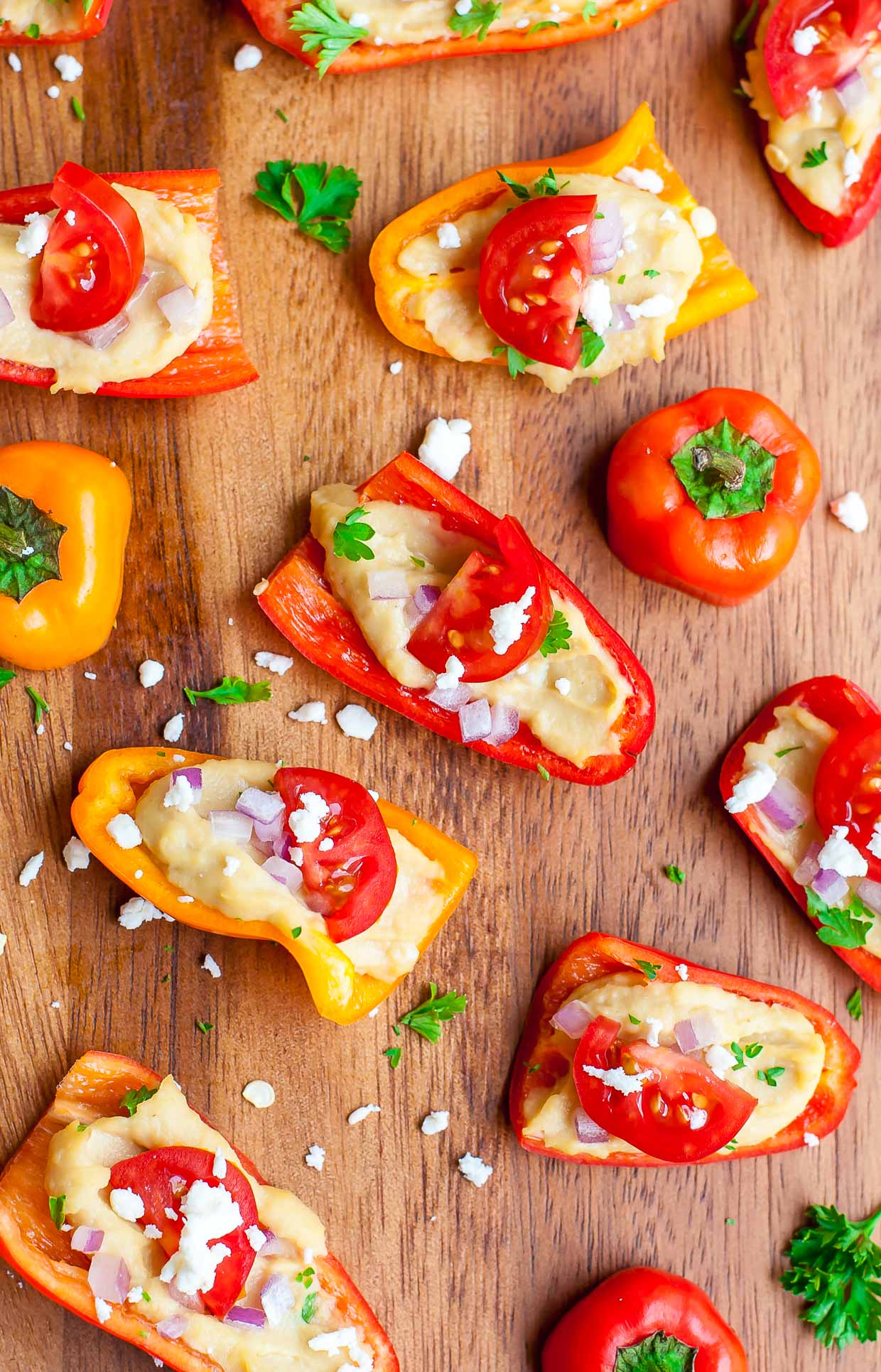 Bell Pepper Boats with Hummus
