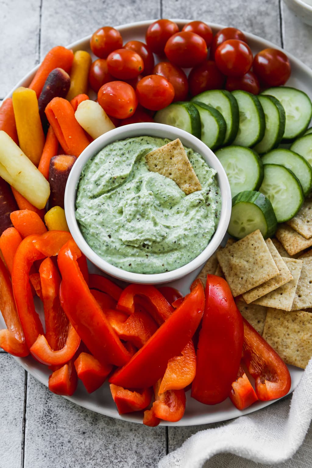 Cottage Cheese Veggie Dip Plate