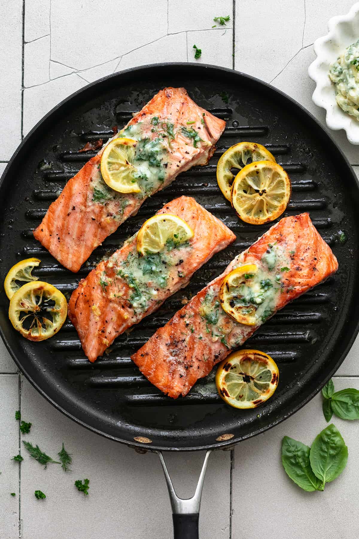 Grilled Salmon with Garlic Herb Butter