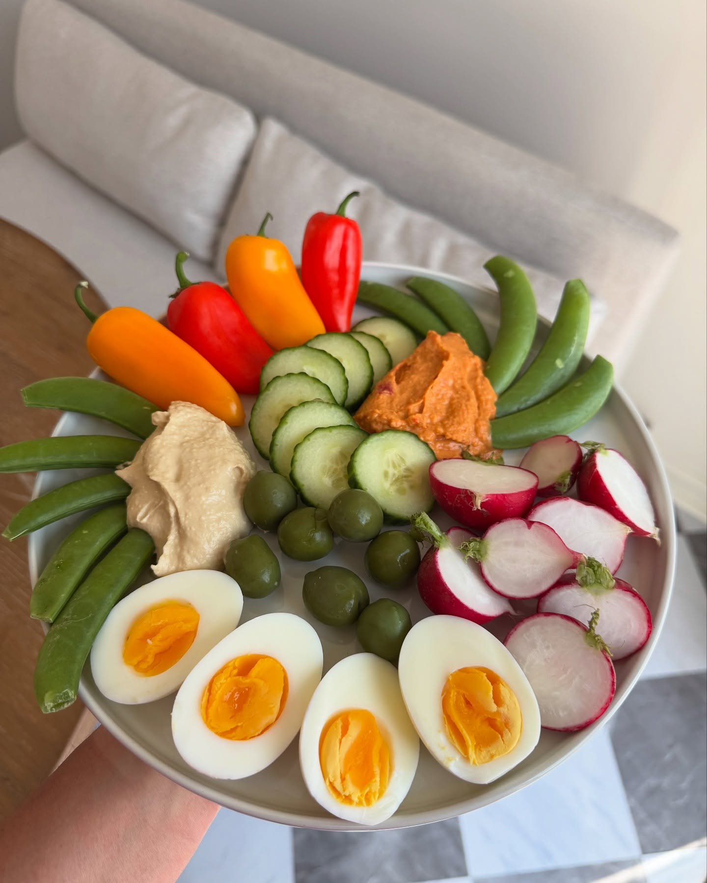 Hard-Boiled Eggs and Hummus Snack Plate