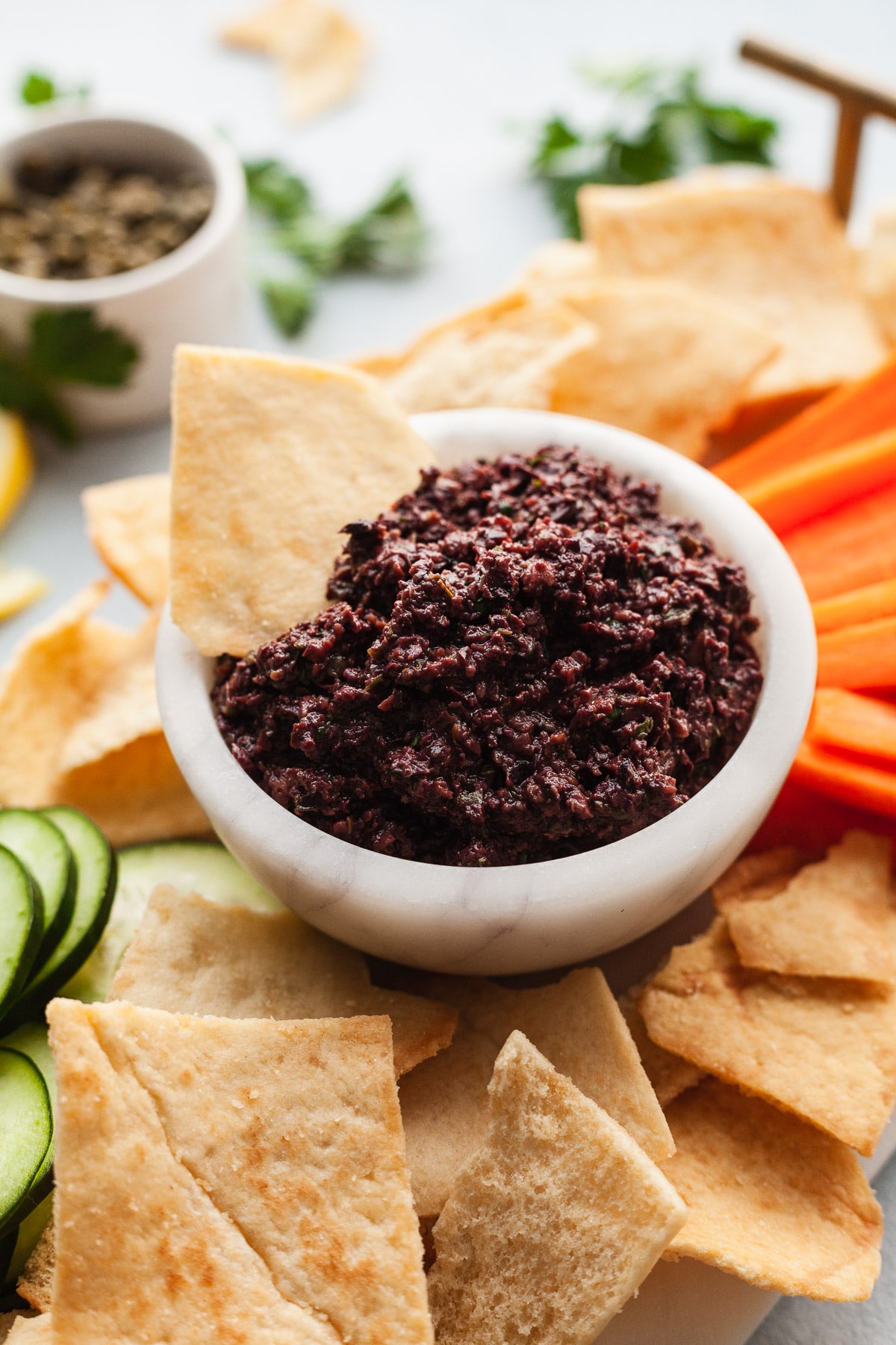 Olive Tapenade on Whole Grain Crackers