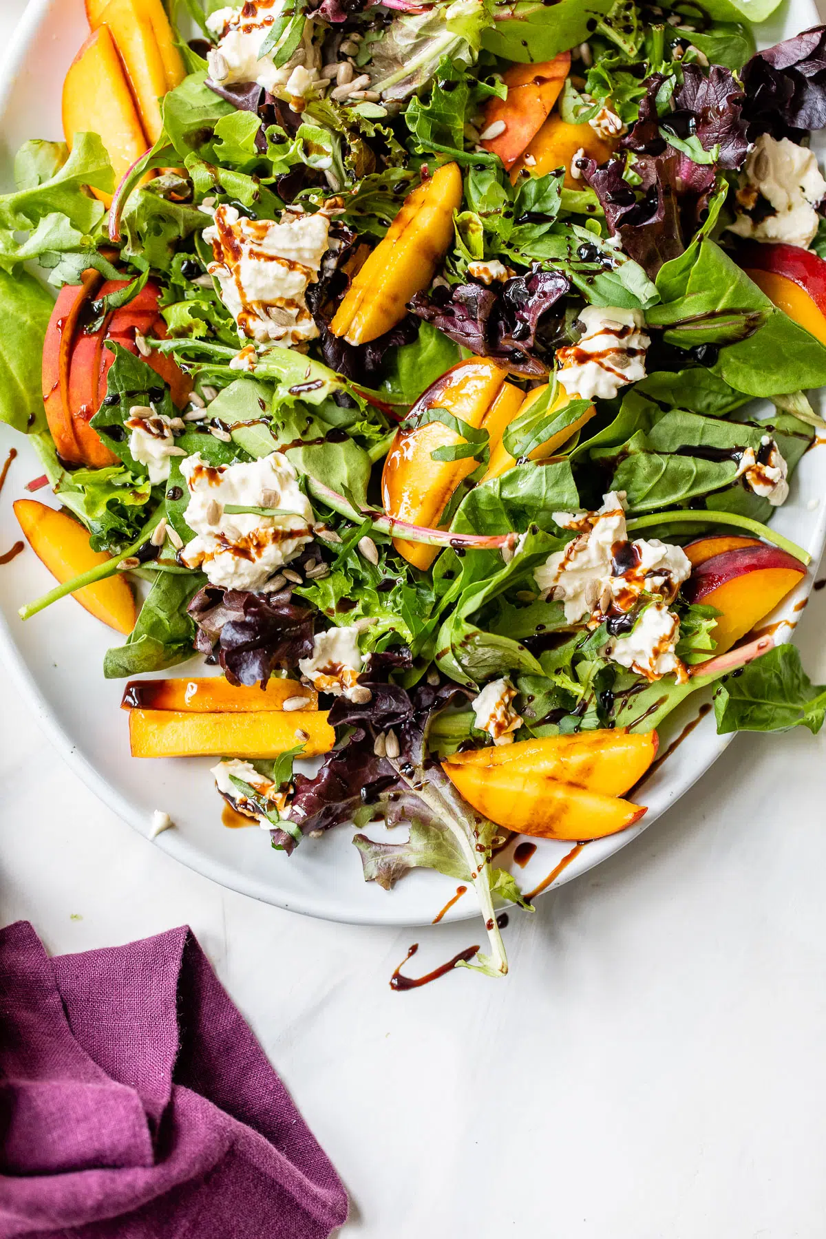 Peach and Burrata Lettuce Salad