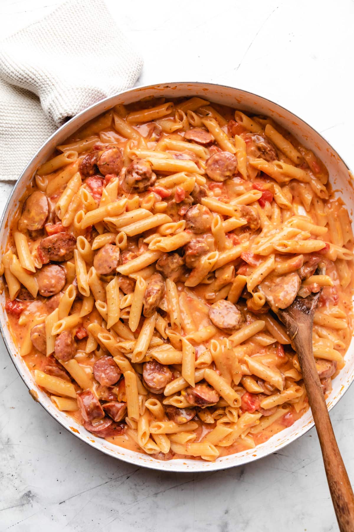 Cheesy Kielbasa Pasta Bake