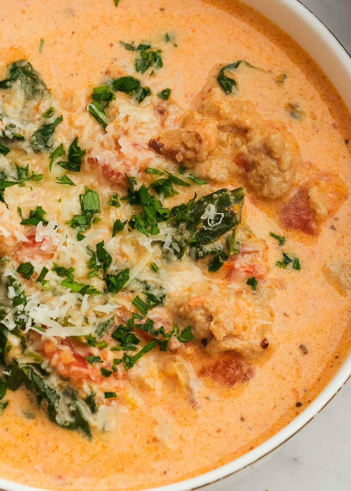 Creamy Kielbasa and Spinach Soup