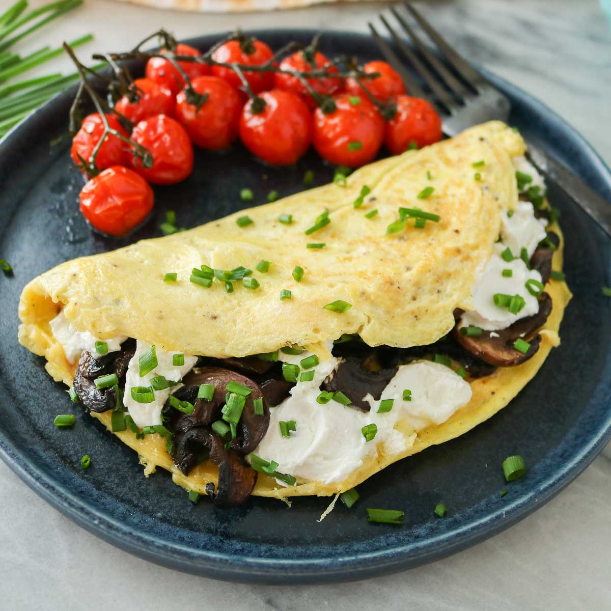 Cremini Mushroom and Goat Cheese Omelet