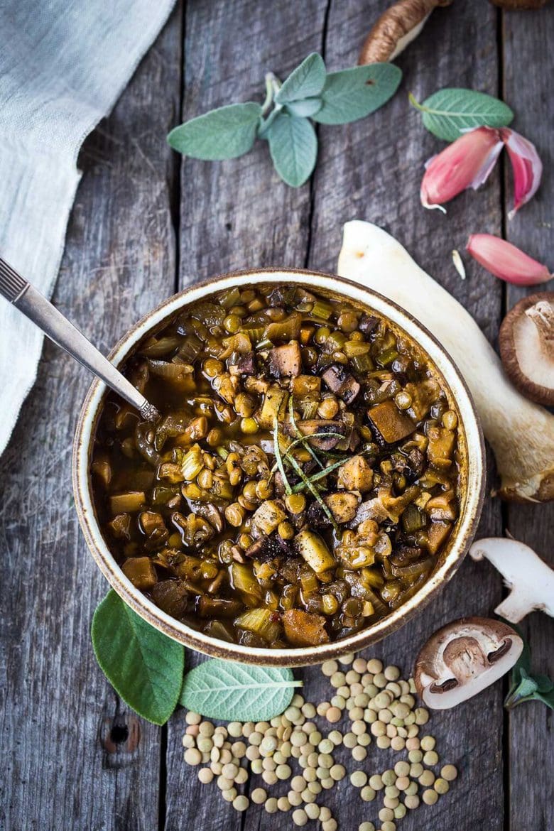 Cremini Mushroom and Lentil Soup