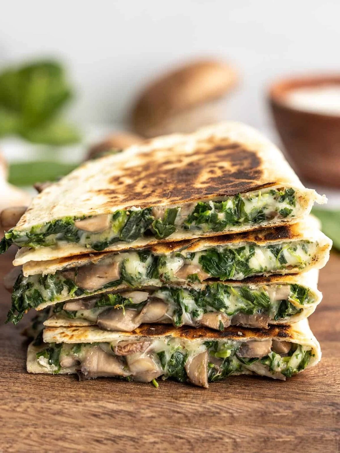 Cremini Mushroom and Spinach Quesadillas