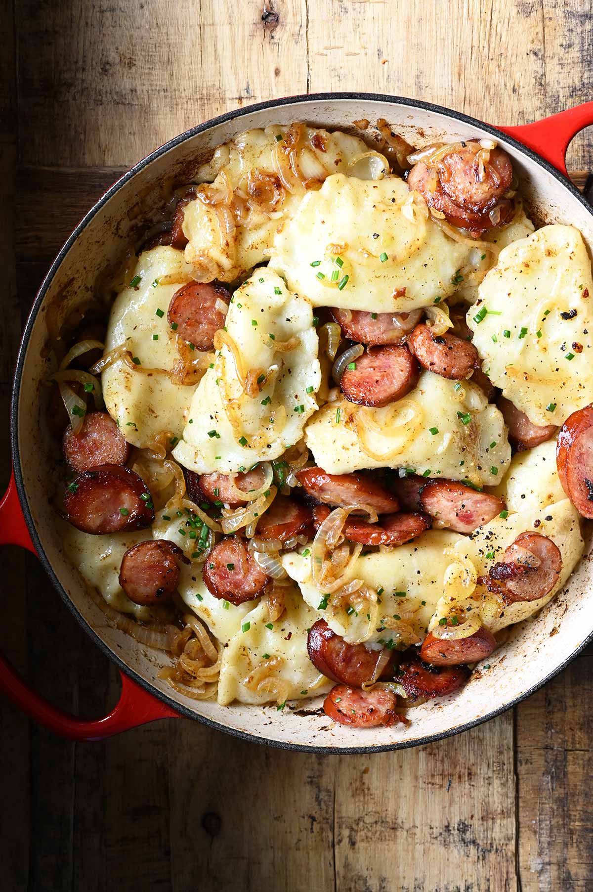 Kielbasa and Pierogi Skillet
