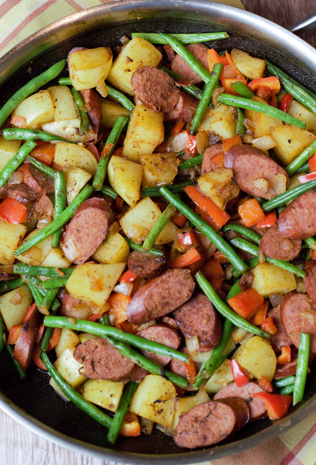 Smoked Sausage and Green Beans Skillet