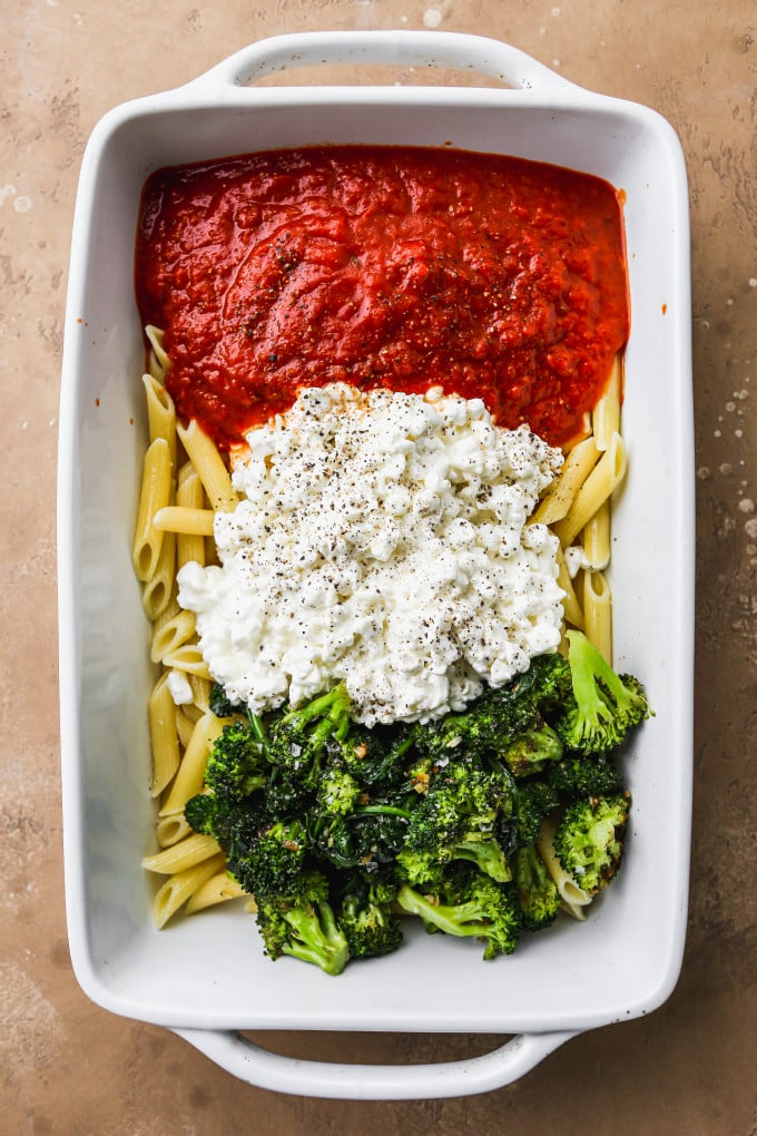Cottage Cheese Pasta Bake with Broccoli