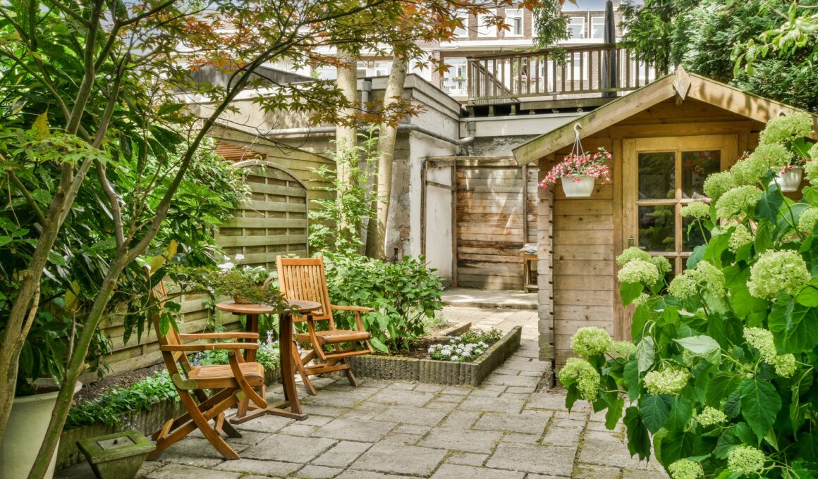 Neat patio with sitting area
