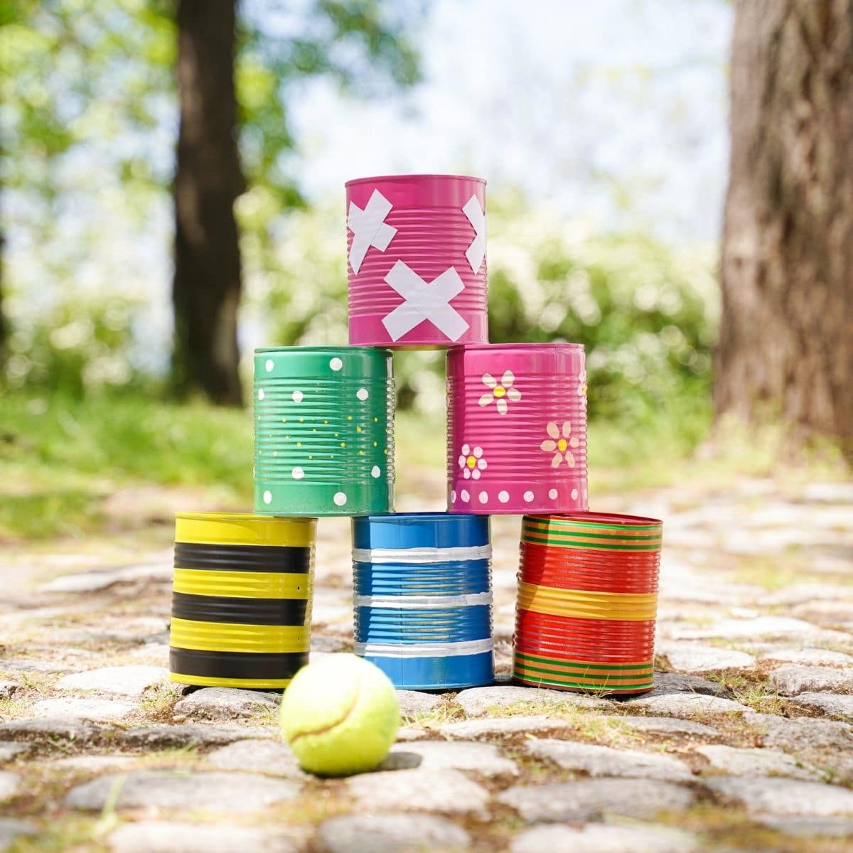 Fun Upcycled Tin Can Ball Toss Game