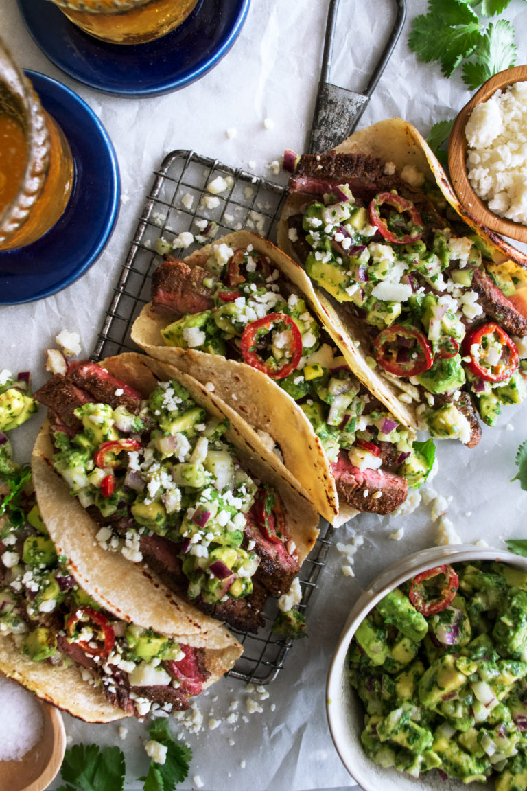Steak Tacos with Avocado Crema