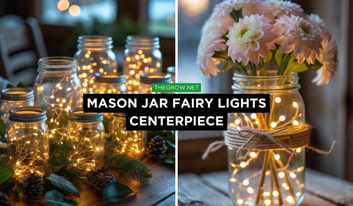 Mason Jar Fairy Lights Centerpiece