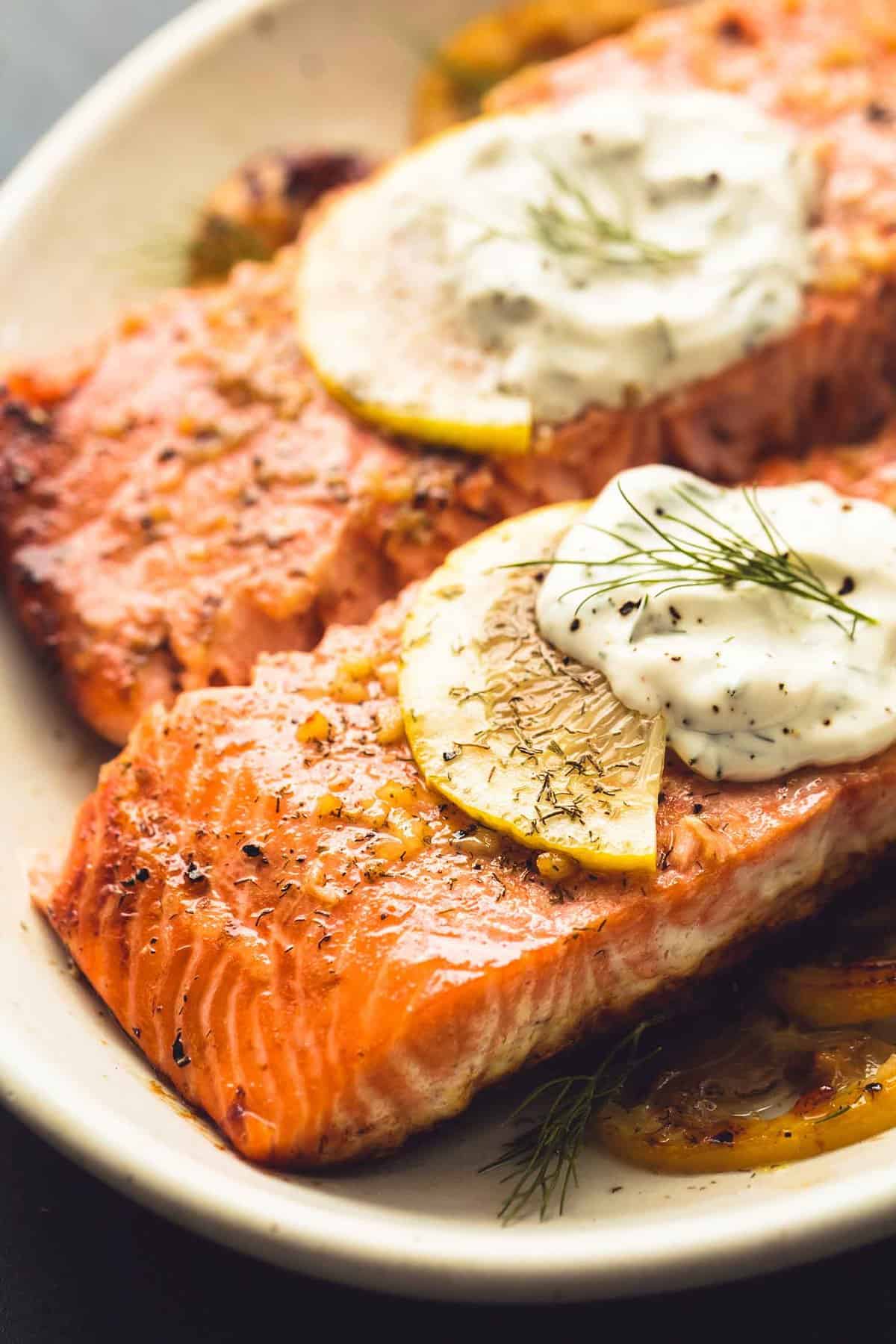 Baked Salmon with Dill Cream Sauce