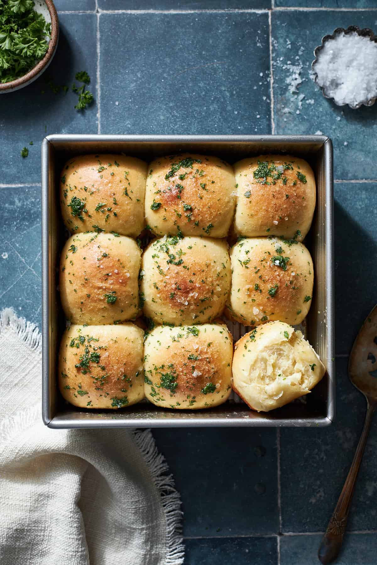 Sourdough Pan Rolls with Garlic Butter