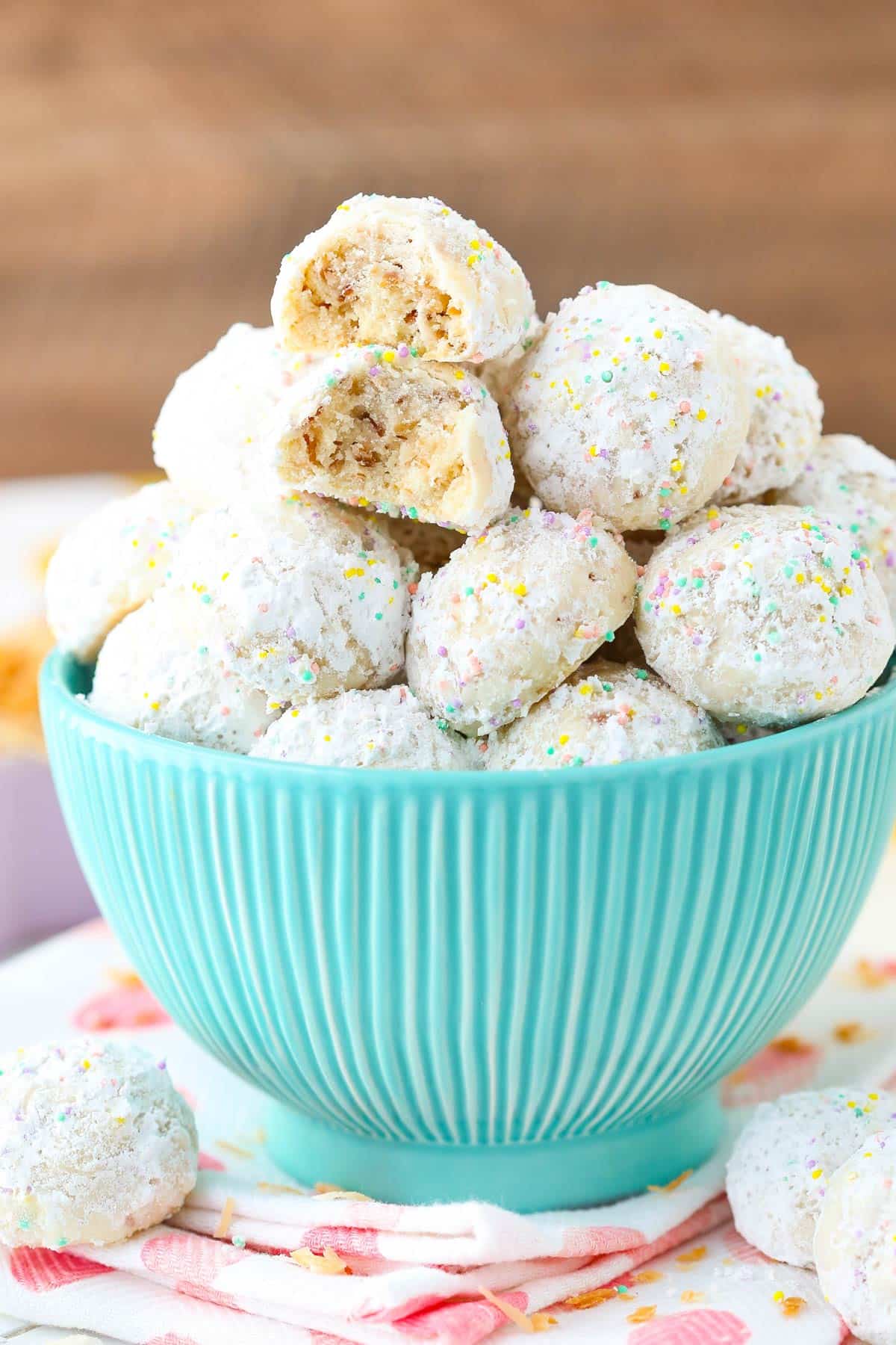 Toasted Coconut Snowball Cookies