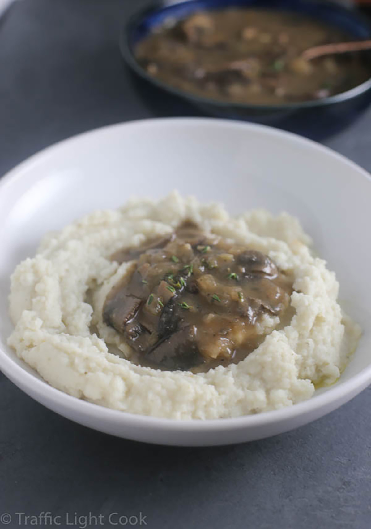 Mushroom and Onion Gravy over Mashed Cauliflower