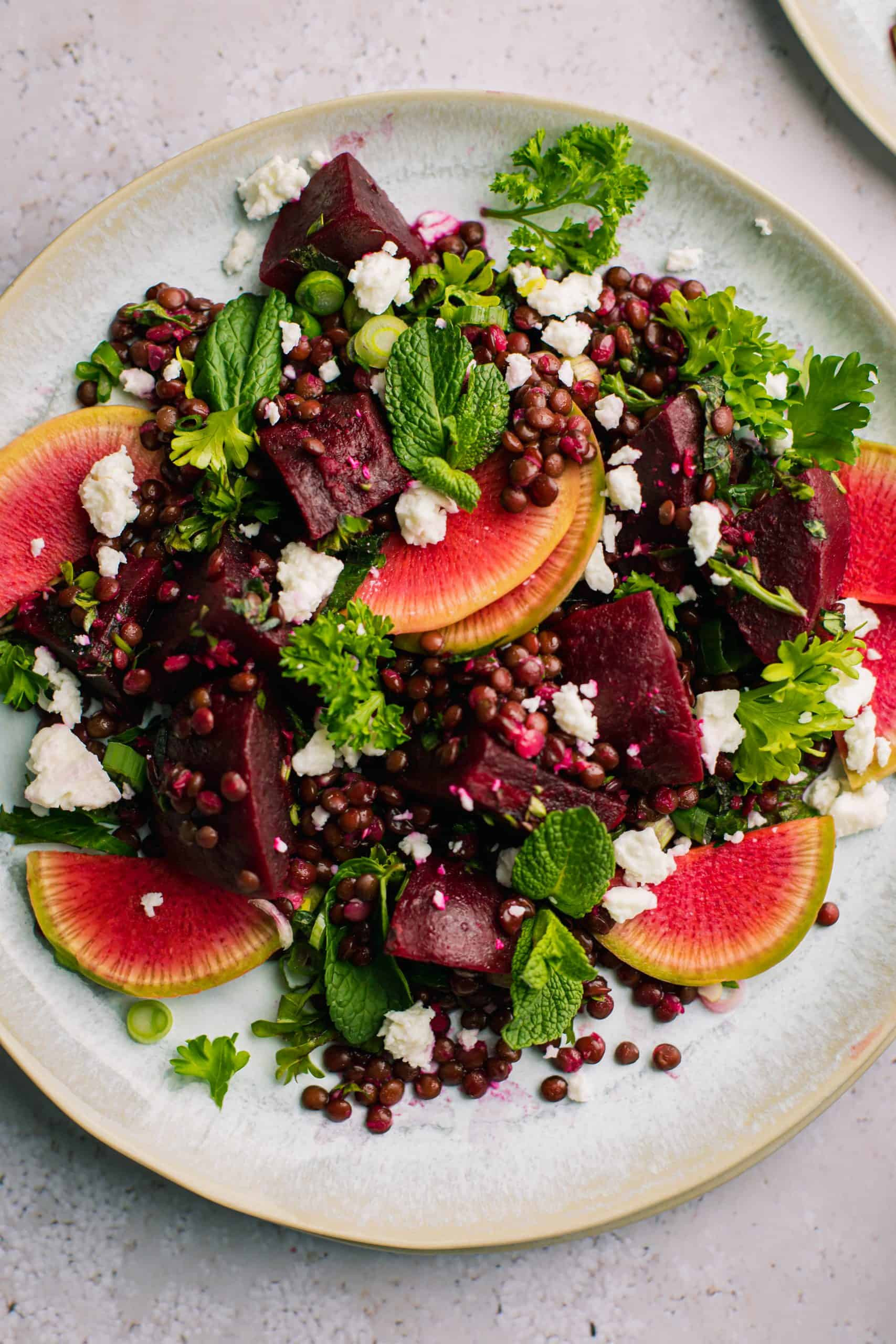 Beet and Lentil Salad with Herbs