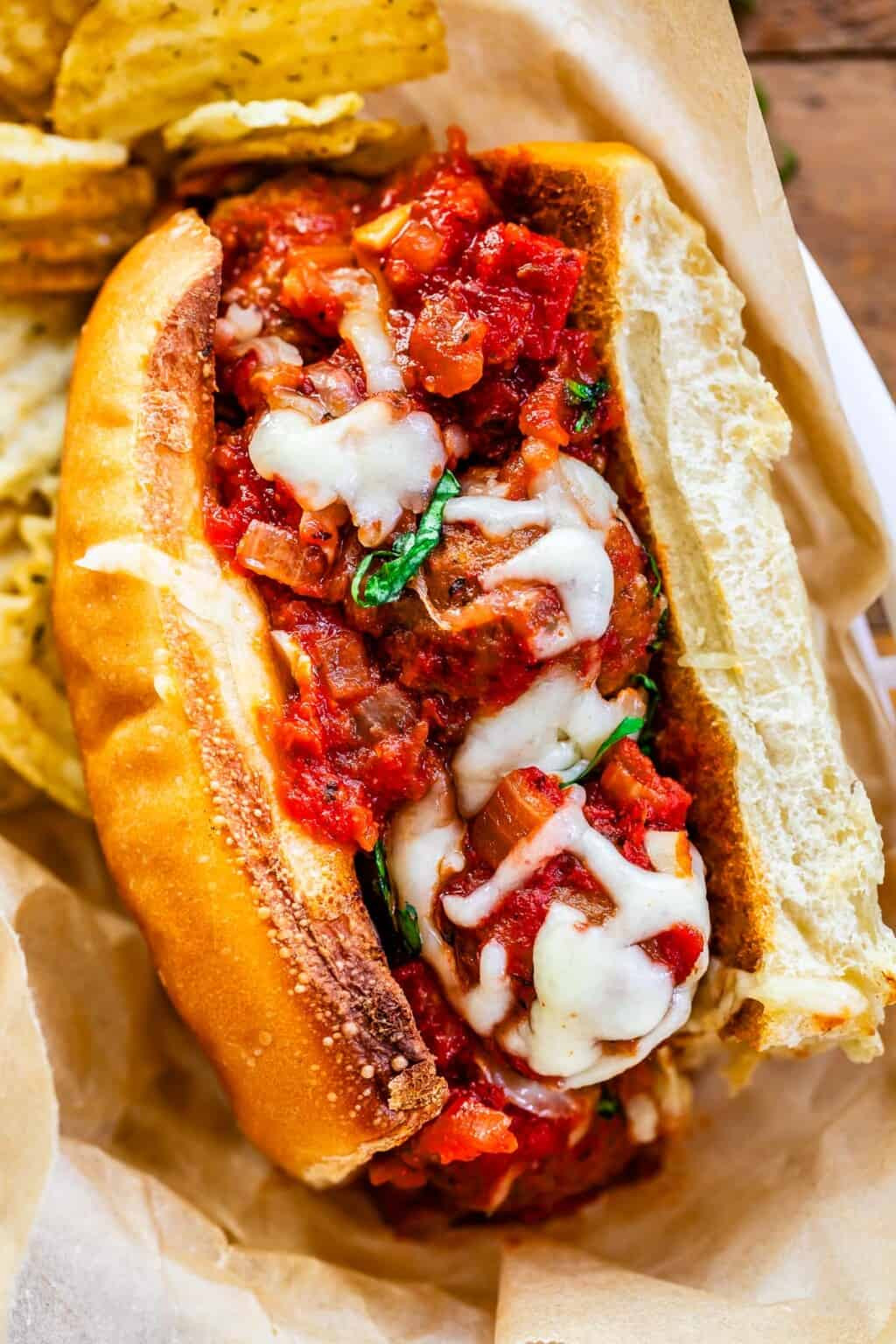 Cheddar and Parsley Meatball Sub Filling