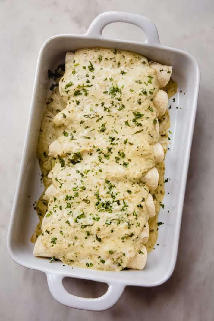 Creamy Shrimp Enchiladas Suizas
