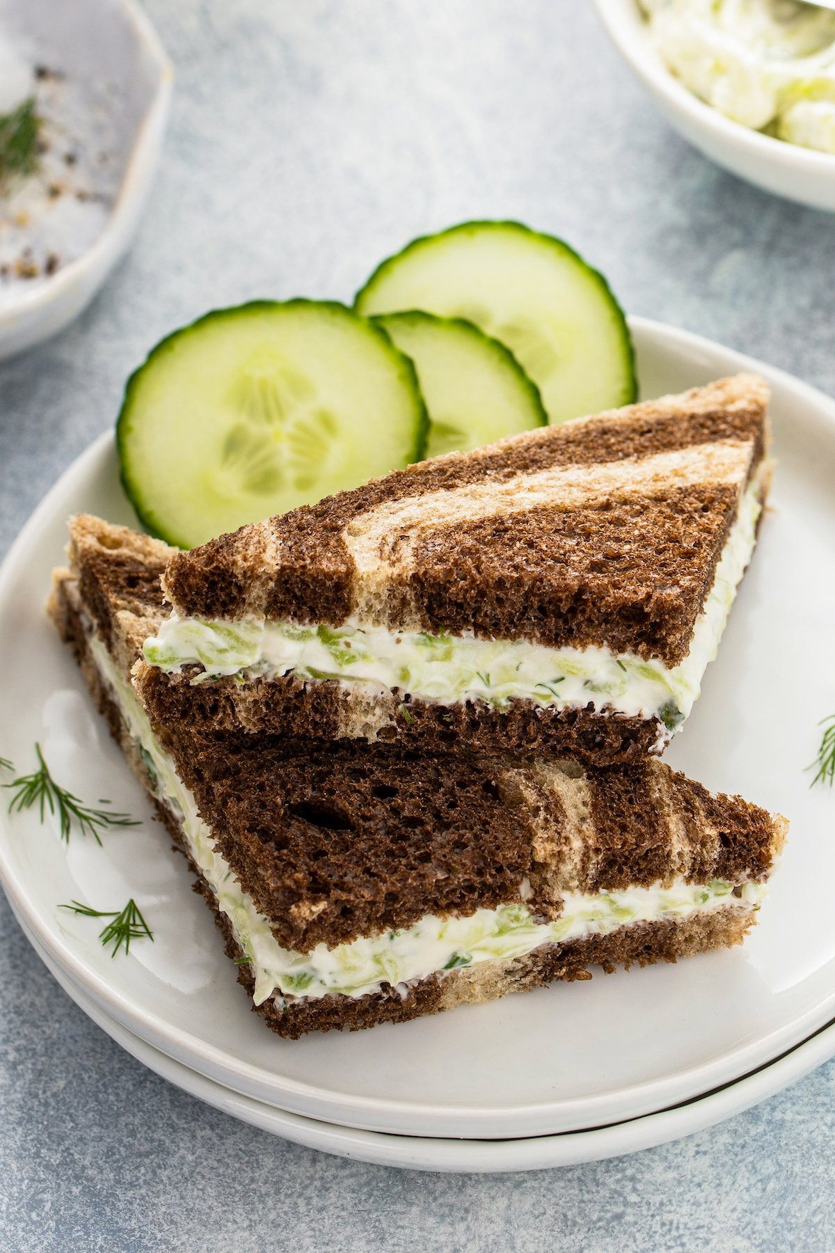 Cucumber and Cream Cheese on Rye