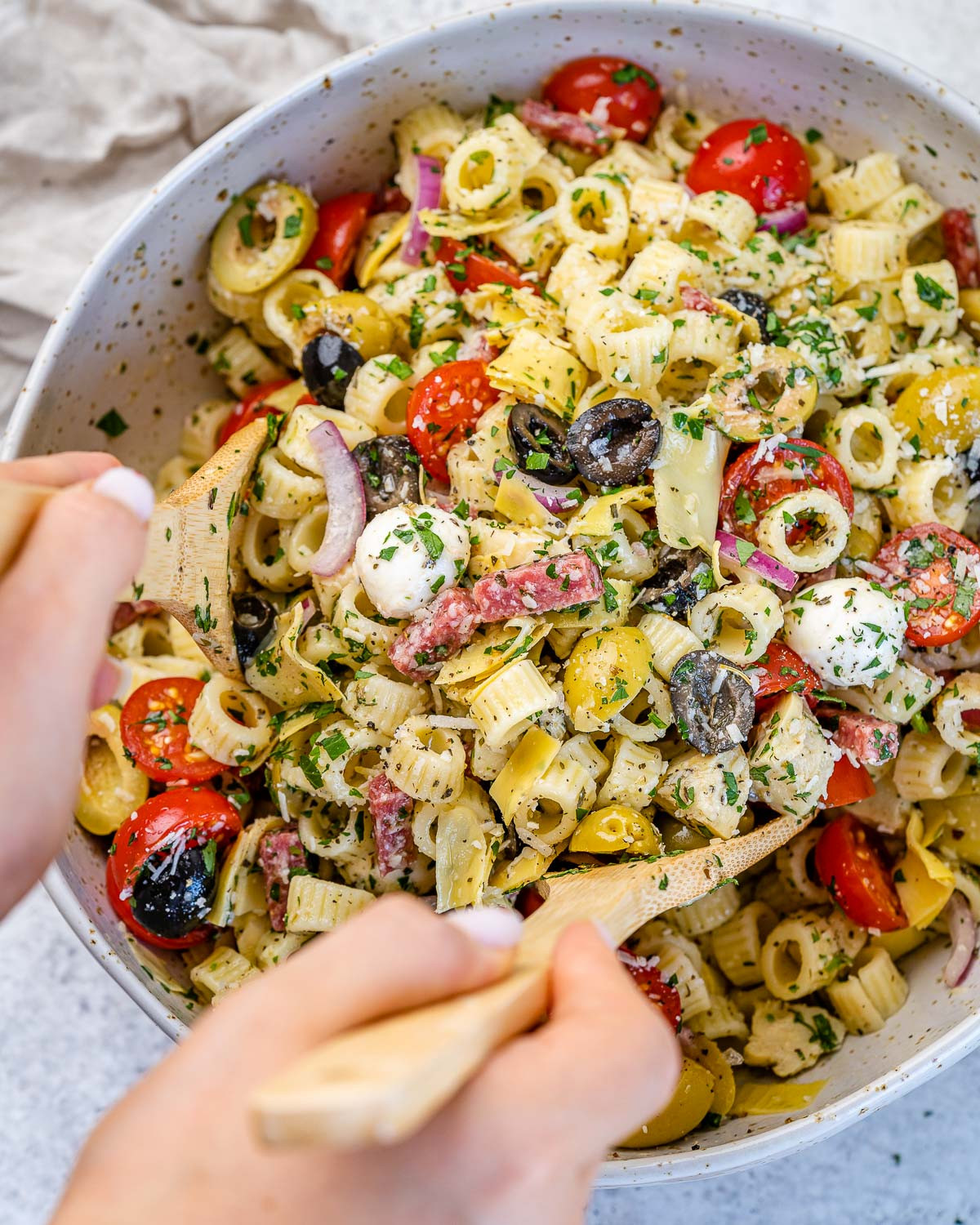 Italian Pasta Salad with Artichokes and Feta