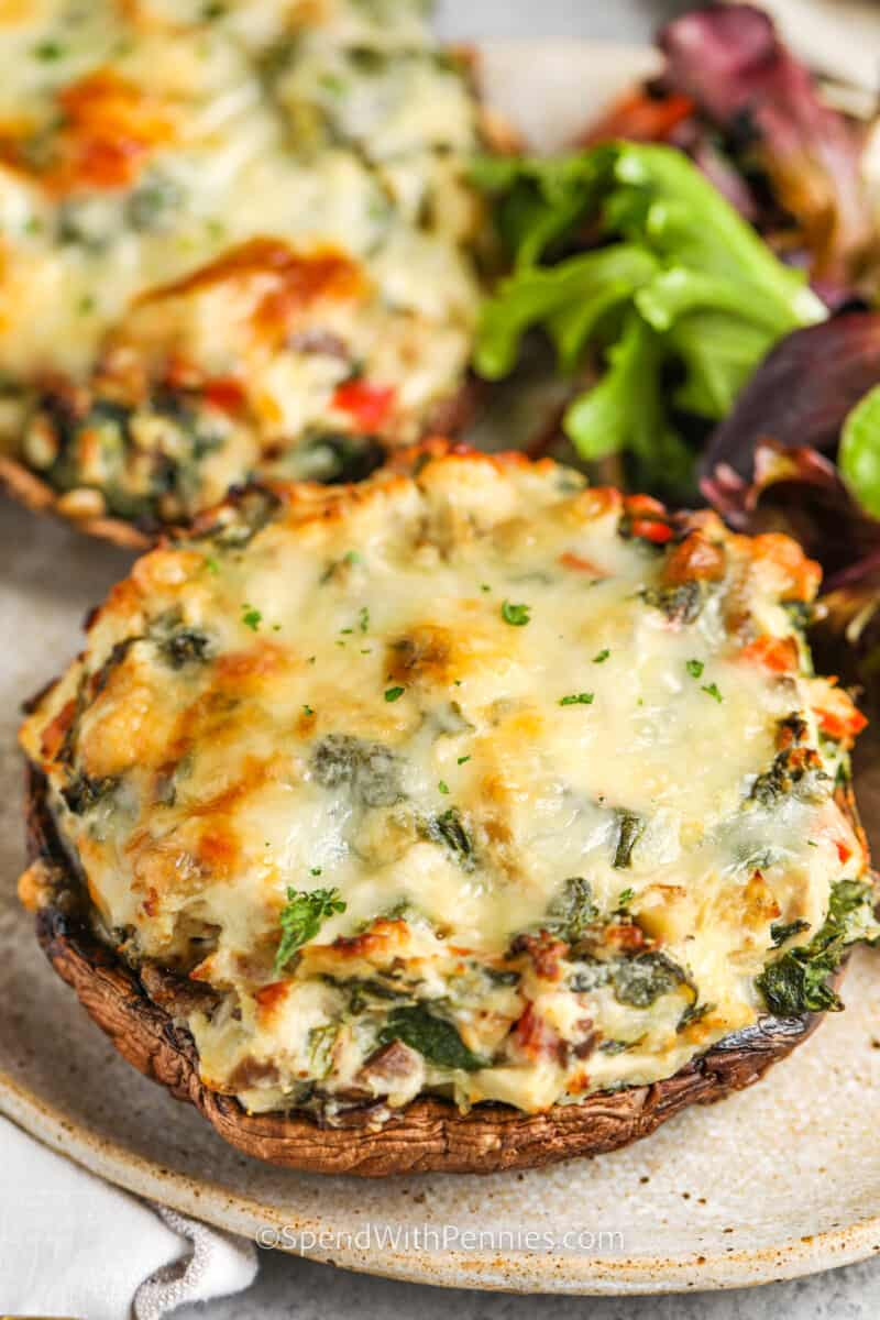Salmon and Spinach Stuffed Portobellos