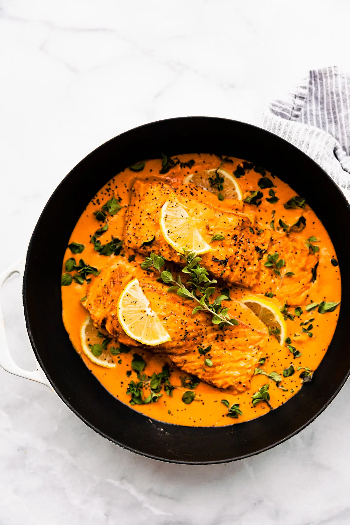 Salmon with Roasted Pepper Sauce