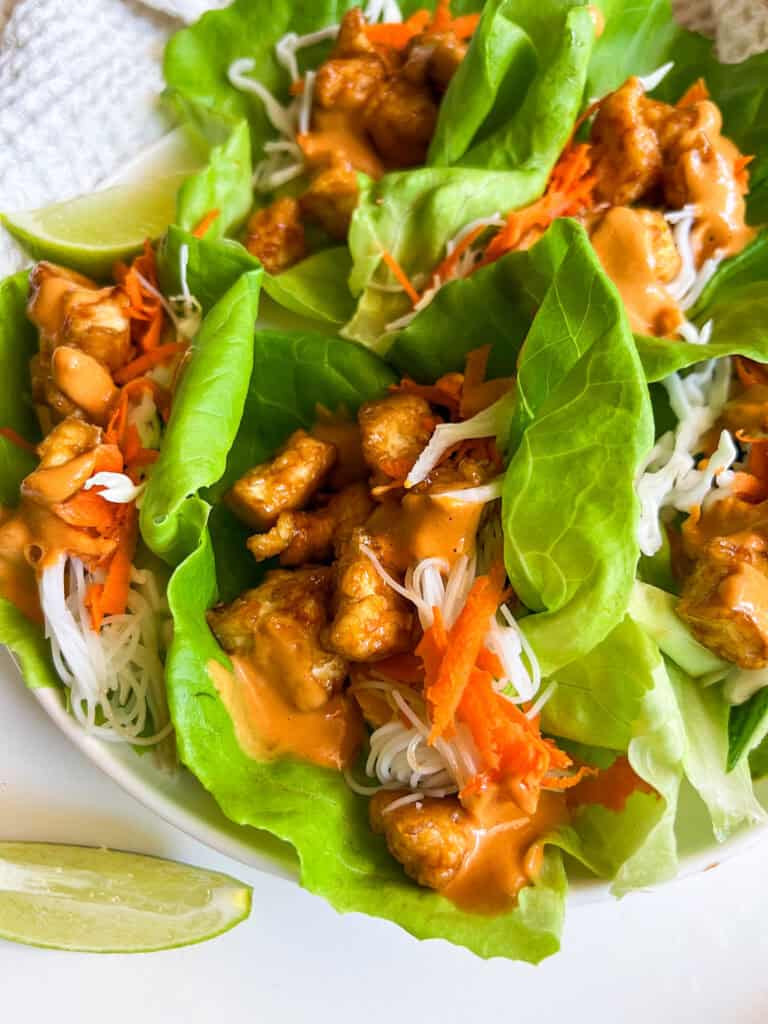 Spicy Peanut Tofu Lettuce Wraps