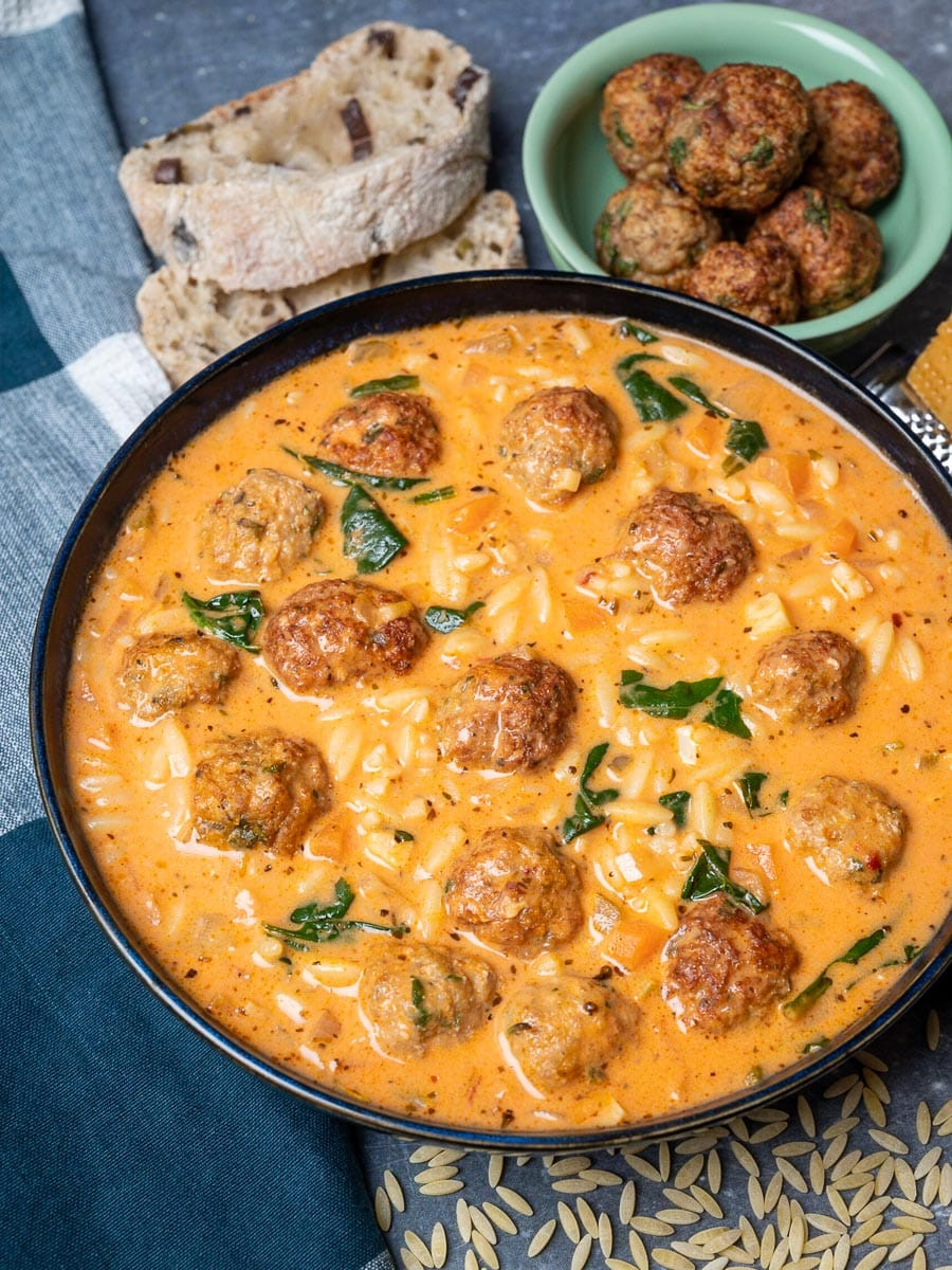 Turkey Meatball and Spinach Soup