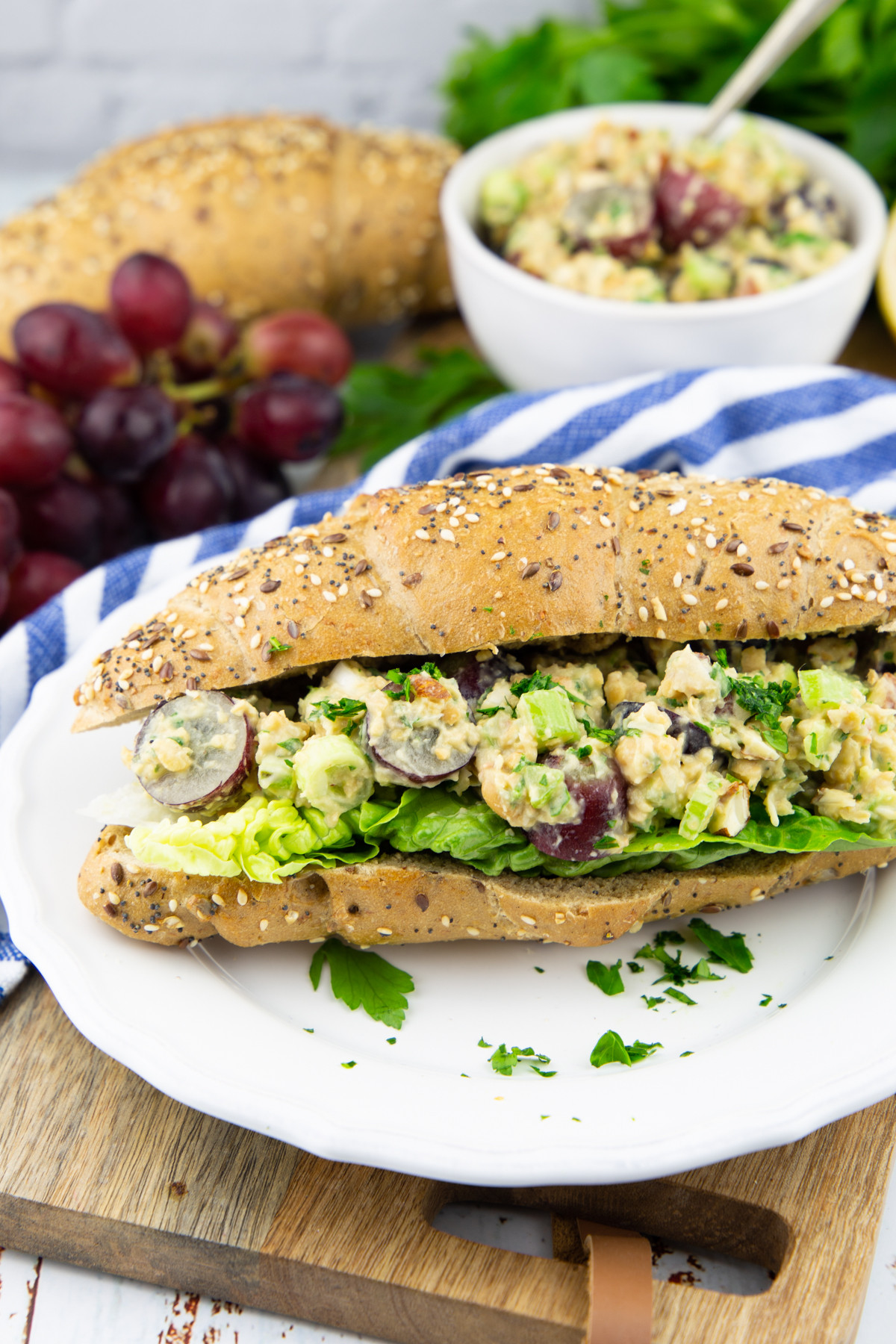 Vegan "Chicken" Salad with Grapes