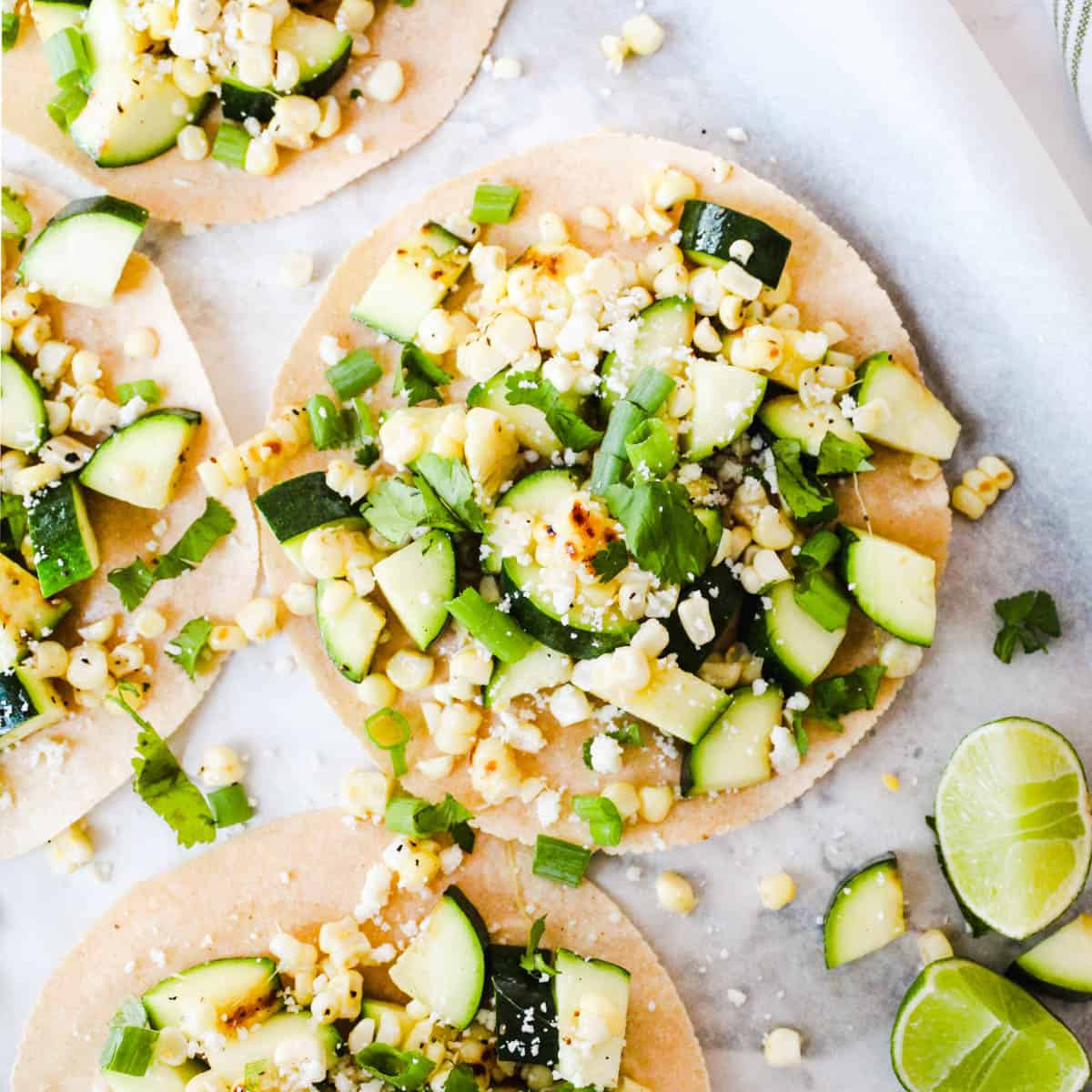 Zucchini and Corn Tostadas