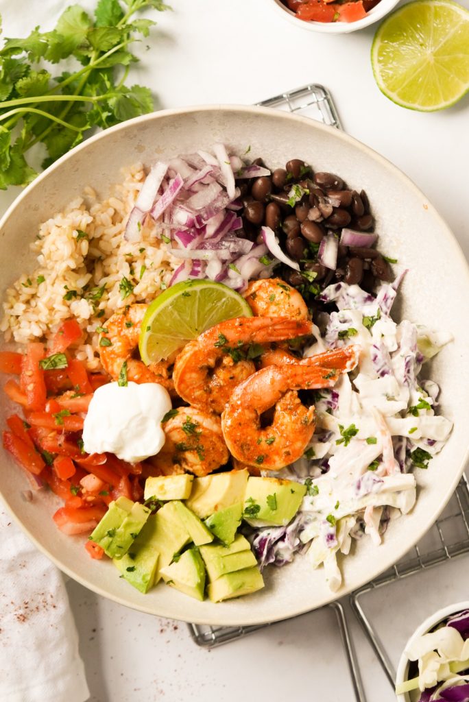Shrimp and Black Bean Taco Salad Bowls