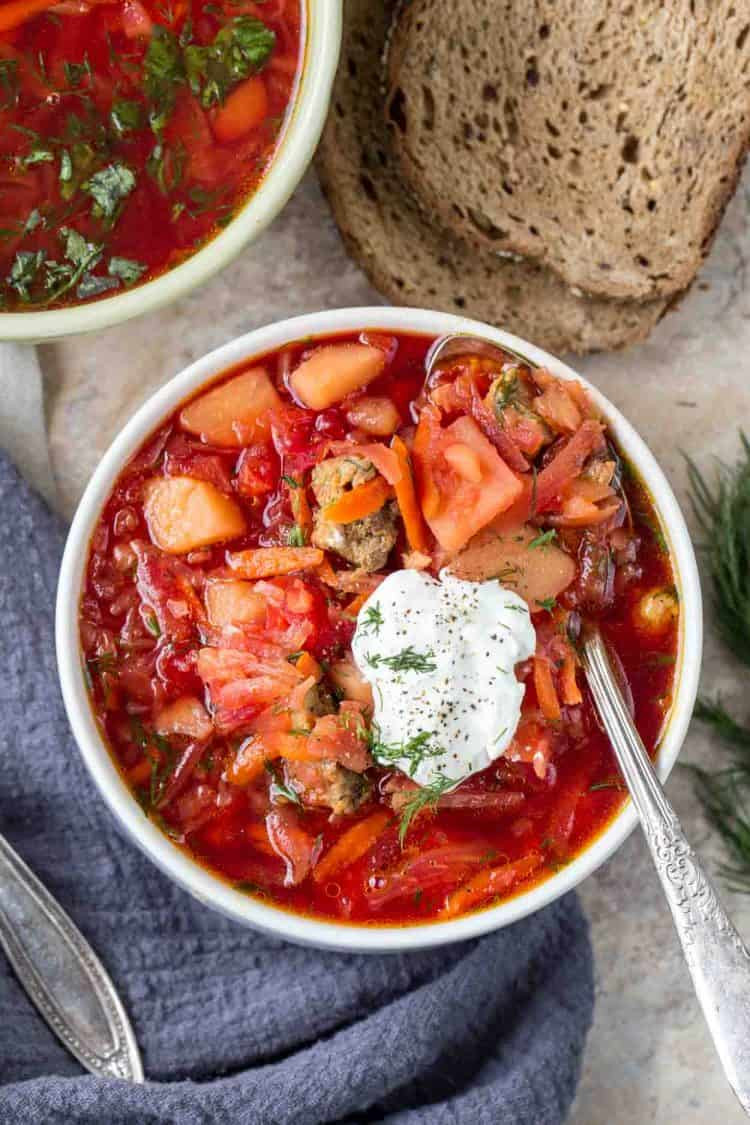 Borscht with Meatballs