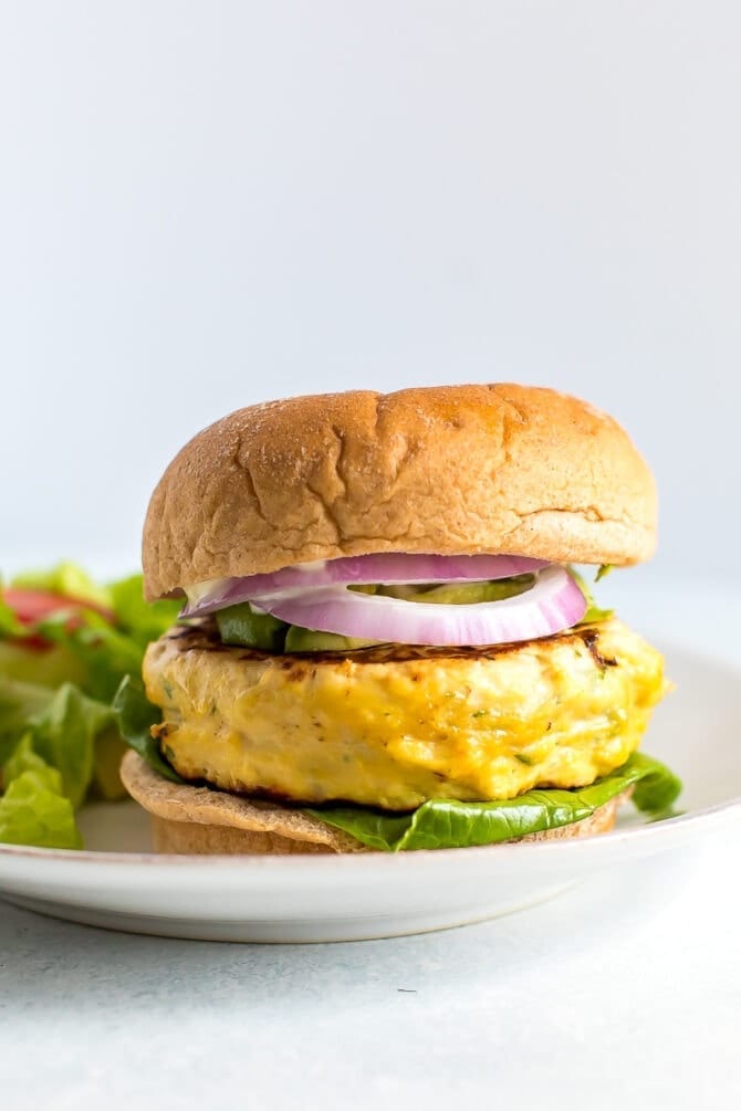 Grilled Chicken Burger with Cilantro Lime Crema